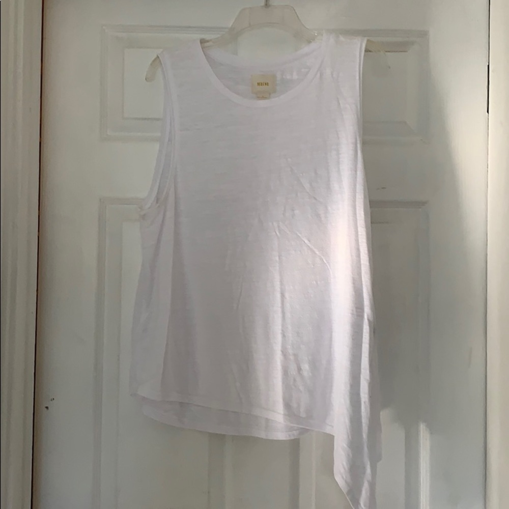 White sleeveless side tie blouse